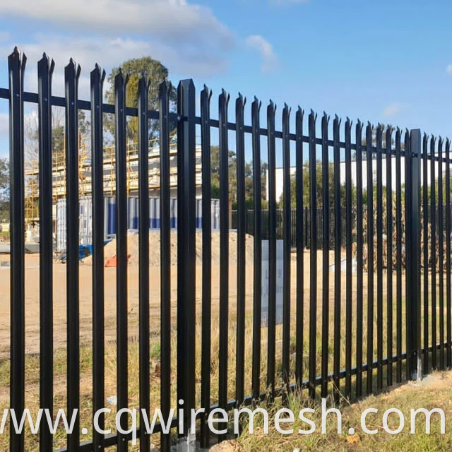 High Security W Pale Triple Pointed Hot Dipped Galvanized Steel Palisade Fencing